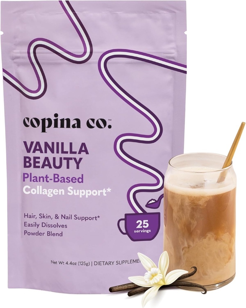 Copina Co. Vanilla Beauté Vegan Collagen Booster Creamer: Plant Based Collagen Support Smoothie Drink Vegan Creamy Blend.