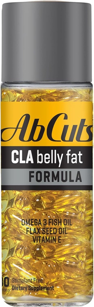 Ab coupe CLA Formule de gras Belly - 80 Softgels faciles à avaler - Omega 3 Huile de poisson, huile de lin et vitamine E - aide à augmenter l'approvisionnement en antioxydants et la composition saine du corps