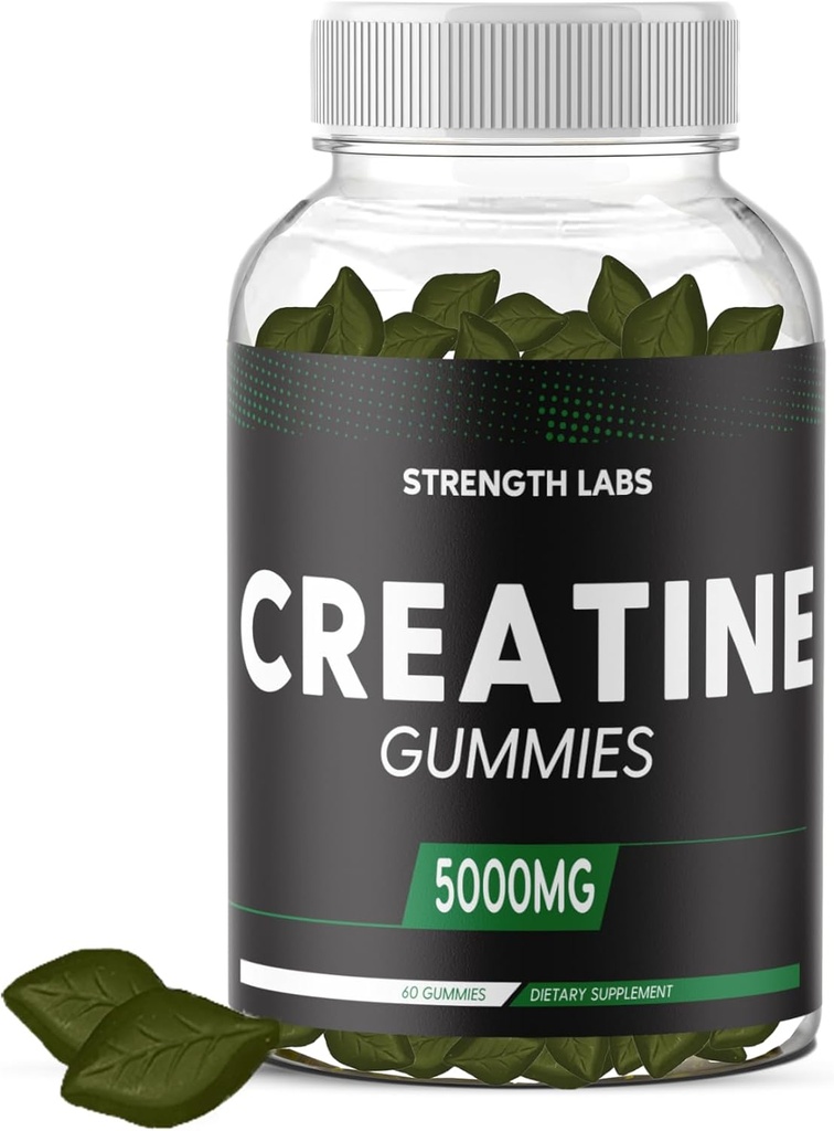 Créatine sans sucre 5g pour les hommes et les femmes - Créatine à croquer Monohydrate Gommies construire la taille avec L-Theanine et vitamine B12 5000mg Bodybuilding Builder Force Muscle - pré-entraînement croissance