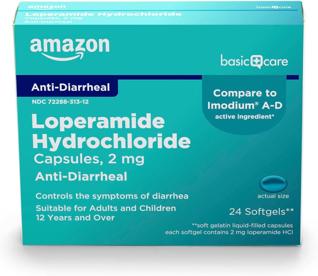 Soins de base Loperamide Hcl 2 Mg Softgels, Anti-diarrhéique, 24 Compte (paquet de 1)