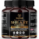 Himalayan Shilajit Capsules - 100% Pure & Naturel 90 pilules Vegan - Supplément de bien-être, d'énergie et de vitalité de grade or pour les hommes et les femmes - Grade A Shilajit Riche en acide fulvic et humique