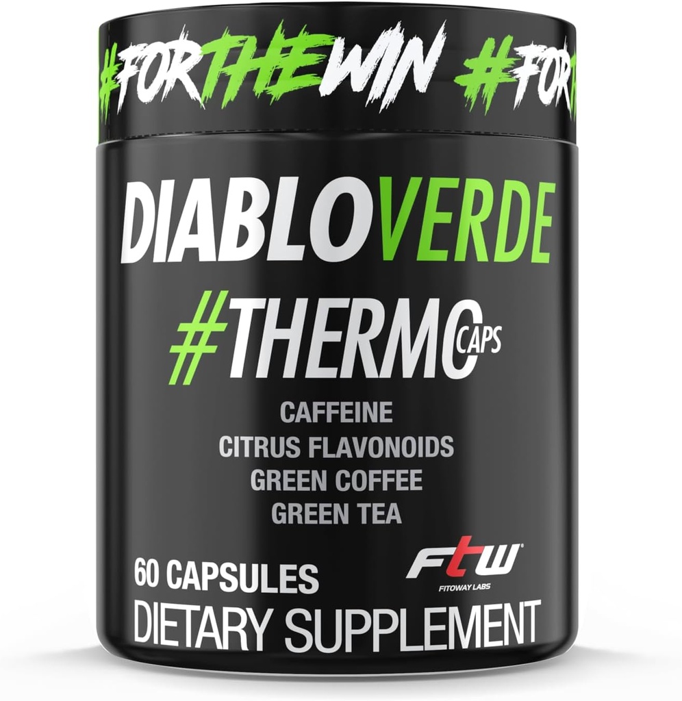 Bouchons Thermo Diablo Verde - 395mg Caféine, agrumes, café vert, thé vert - 60 Capsules, 60 portions