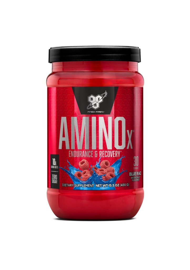BSN Amino X Muscle Recovery & Endurance Powder avec BCAAs, 10 Grams d'acides aminés, Keto Friendly, Sans caféine, Support Endurance, Zéro Sucre, Raz Bleu, 30 portions (Emballage May Vary)