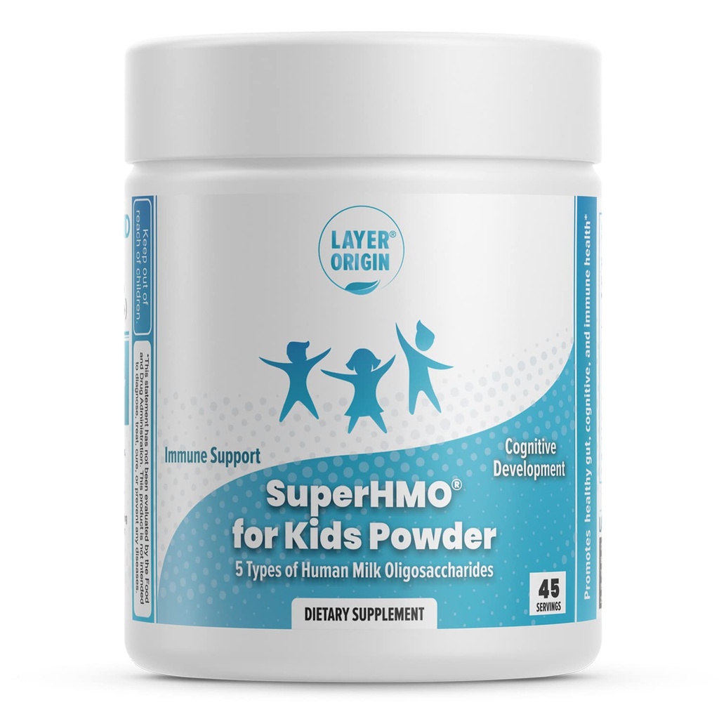 Mélange prébiotique SuperHMO pour enfants - 5 HMO pour la santé gustative, digestive et cognitive, poudre, 45 portions