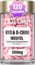 Supplément Inositol - Myo-Inositol et D-Chiro Inositol Plus Folate et vitamine D - Hydrate hormonal sain et soutien ovarien sain pour les femmes Idéal 40:1 Ratio-009