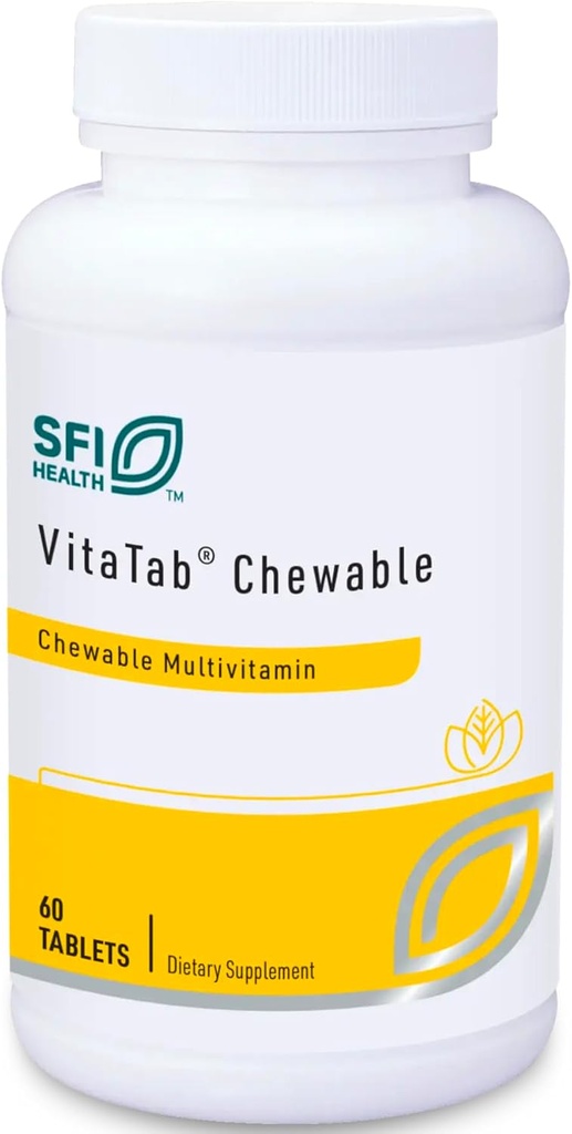 Klaire Labs SFI Health VitaTab Chewable - Multivitamine avec 24 nutriments vitaux pour les enfants et les adultes, cerise naturelle-orange saveur, pas de couleurs artificielles, des arômes, ou des conservateurs (60 comprimés)