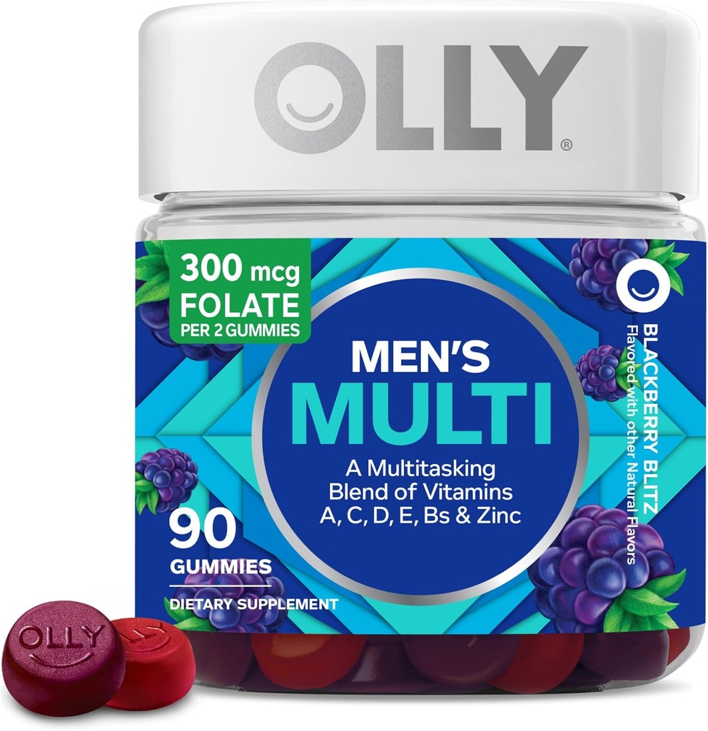 Gummy multivitamines pour hommes, vitamines A, C, D, E, B, zinc, saveur de mûrier, approvisionnement de 45 jours - 90 Comte
