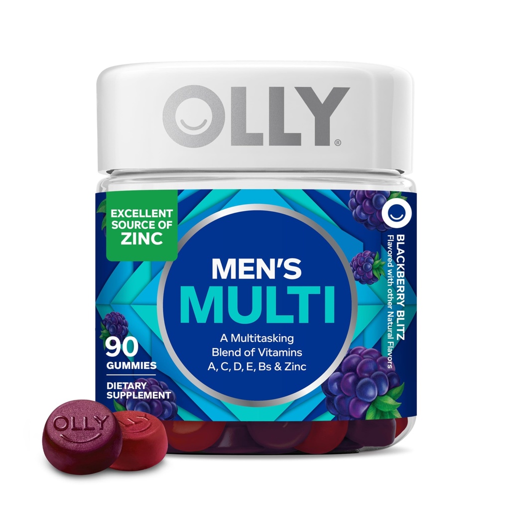 Gummy multivitamines pour hommes, vitamines A, C, D, E, B, zinc, saveur de mûrier, approvisionnement de 45 jours - 90 Comte