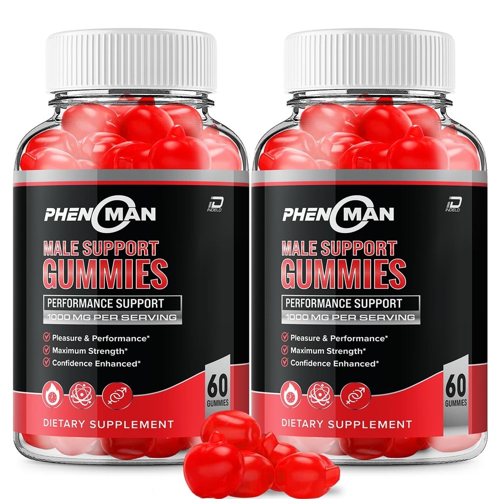 Phénoman pour les hommes Gummies – Phéno Man Max Performance, Phénoman Formule avancée, Supplément naturel extra-fort pour la croissance musculaire et le soutien de la santé globale et critiques (2 Pack – 120 Gummies)