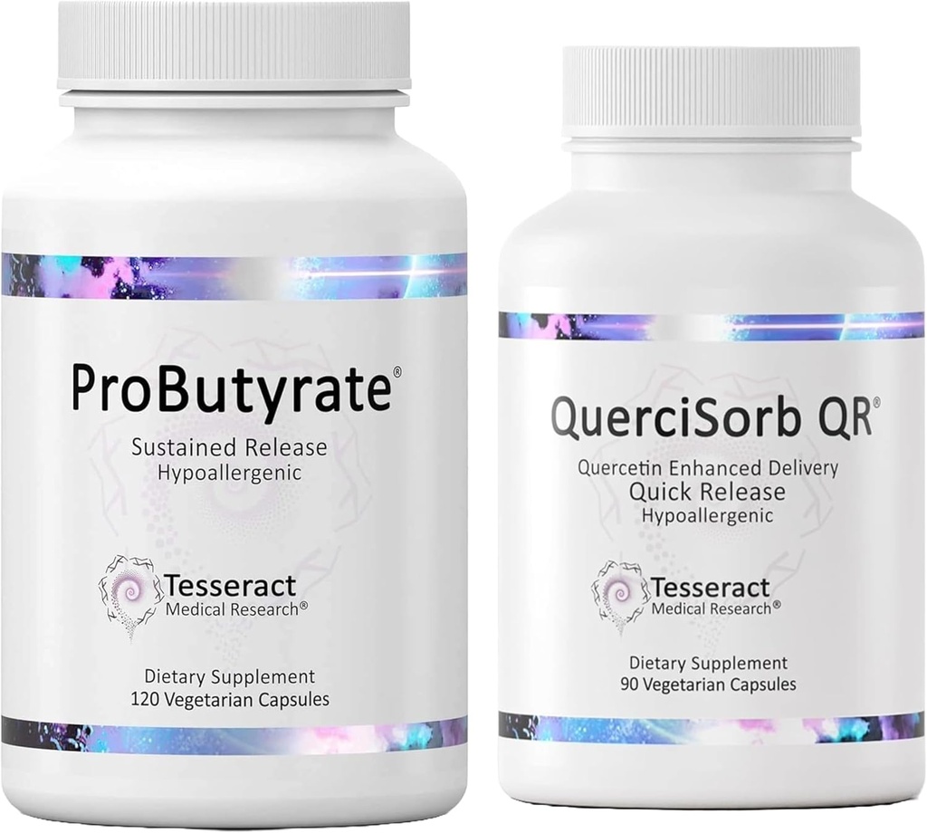 Ensemble de soutien de Tisseract Gut & Immune – ProButyrate 600mg & QuerciSorb Quercetin 400mg, 120 + 90 Capsules, Hypoallergénique, Gastro-intestinale et santé immunitaire