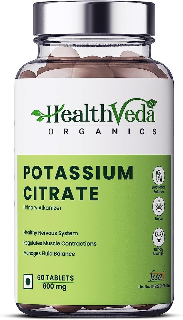 Citrate de potassium 800mg (60 comprimés de légumes) 100% Herbal avec aucun effet secondaire connu - par Exportmart