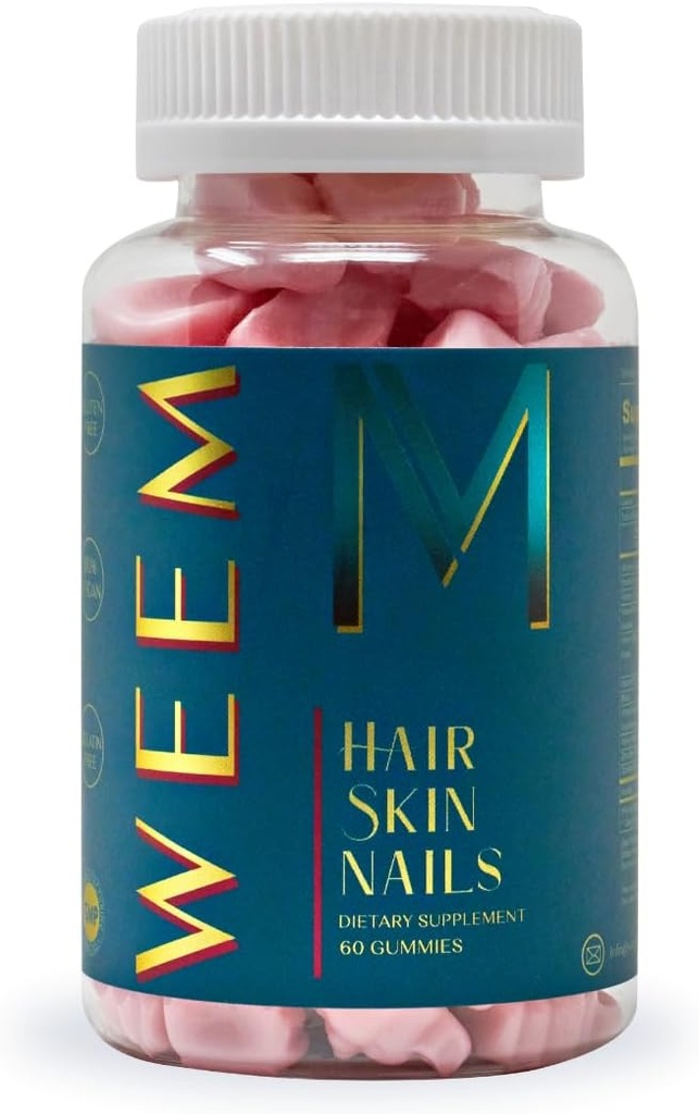 WEEM Peau et ongles Gommies - Supports Cheveux sains - Vitamines de biotine végétalienne pour les femmes et les hommes soutient la croissance des cheveux plus rapide, ongles plus forts, peau saine, force supplémentaire (1)