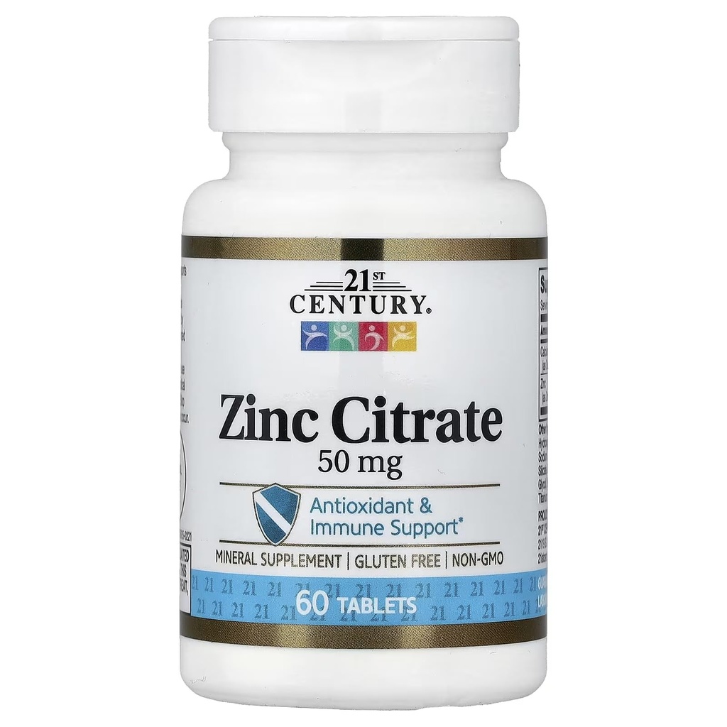 21ème siècle SantéCare Zinc Comprimés Citrate 50mg, 60 Compte