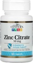 21ème siècle SantéCare Zinc Comprimés Citrate 50mg, 60 Compte