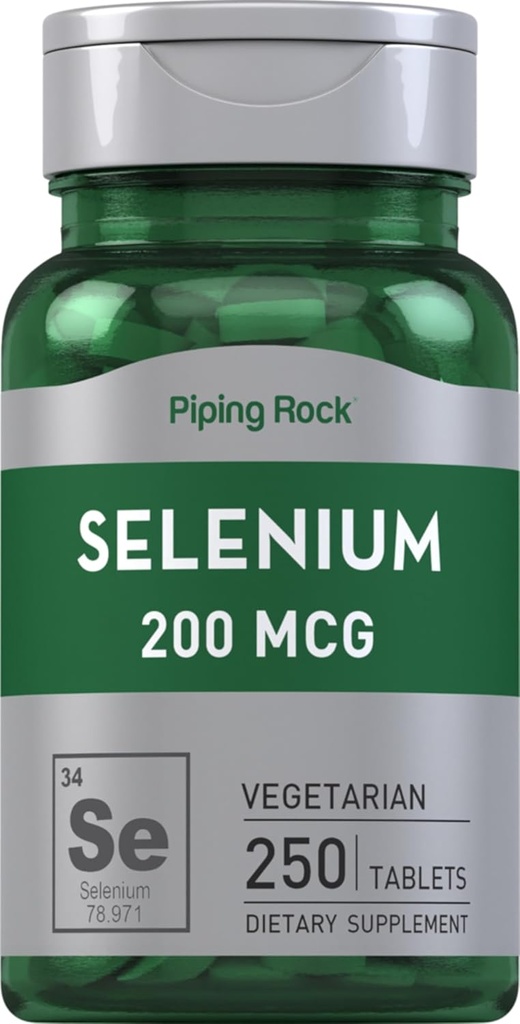 Piping Rock Selenium 200mcg | 250 Tablets | Vegetarian, Non-GMO, & Gluten Free Suppleemnt