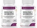 Cuisine du corps Mega NAC (N-acétyl Cysteine) 600 mg avec Quercetin, soutient la santé respiratoire et la fonction immunitaire et favorise la désintoxication du foie et du rein, Veggie Caps, (paquet de 2)