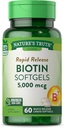 Nature's Truth Biotin 5000mcg, 60 softgels Supplément sans OGM et sans gluten pour les hommes et les femmes