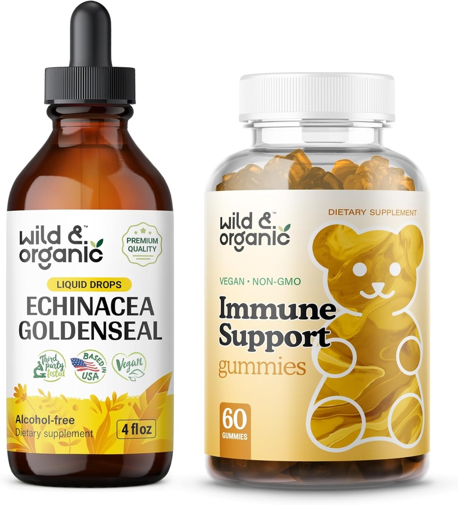 Wild & Organic Echinacea Goldenseal Teinture 4 fl oz & Immune Support Gommies