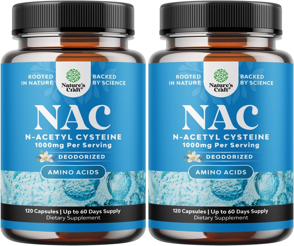 Supplément NAC N-acétyl Cysteine 1000mg - Vegan High Absorption Non-Smelly NAC 1000mg Capsules Précurseur de glutathion pour le nettoyage du foie Detox & Repair Plus Lung Health and Immunity Support (4 mois)