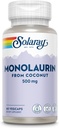 SOLARAY Monolaurin 500mg de noix de coco naturelle - Supplément Monolaurin pour un soutien nutritionnel puissant - Garantie de remboursement de 60 jours, laboratoire vérifié - 60 portions, 60 VegCaps