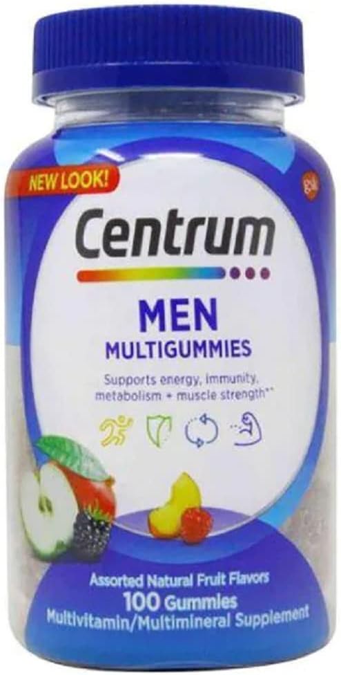 Multivitamine pour hommes, supplément multivitamine/multiminérale avec sélénium, antioxydants et vitamine D3, goût de fruits assortis - 100 Nombre