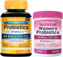 NewRhythm Gut & Feminine Health Bundle, Probiotics 50 milliards CFU et probiotiques pour femmes 70 milliards CFU, Daily Gut Health & Feminine Care, 90 capsules Total (paquet de 2)
