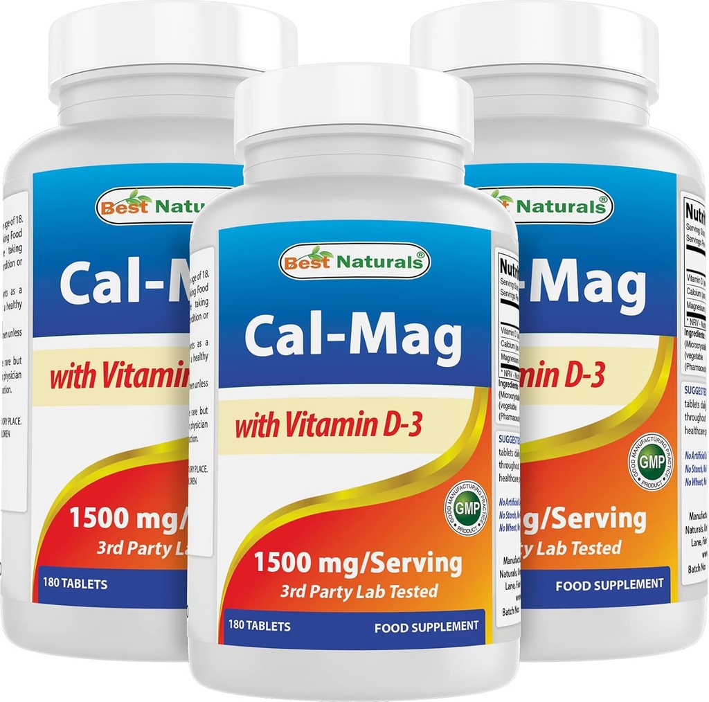 Meilleurs naturels magnésium de calcium avec vitamine D3 1500mg servir 180 comprimés (180 Nombre (paquet de 3))
