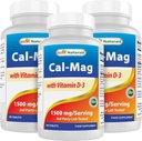 Best Naturals Calcium Magnesium with Vitamin D3 1500mg Serving 180 Tablets (180 Count (Pack of 3))