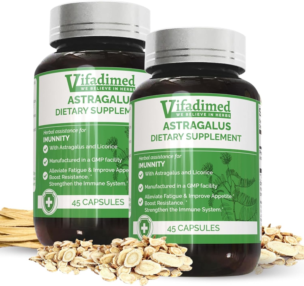 Astragalus - Astragalus Root, HuangQi Capsule, Huang Qi Liu Yi Tang, Herbes chinoises, Immunité,Digestion. Fatigue corporelle, étourdissement, déficit sanguin - 2 boîtes