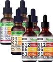 NUSAVA Vitamine B12 Liquid Drops Bundle, Fraise Aromatisée D3 K2, et Vanilla Aromatisée D3 K2 - Potent Vitamines liquides pour le coeur, l'énergie, le cerveau et l'immuno Support - Non-OGM, sans gluten, 2pk Chaque