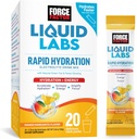 Facteur de force Laboratoires liquides Electrolytes Powder Packets—Mango Margarita—Packs d'hydratation énergétique pour faire de l'eau électrolyte avec 5 électrolytes essentiels, vitamines, minéraux et antioxydants, 20 Stick Packs
