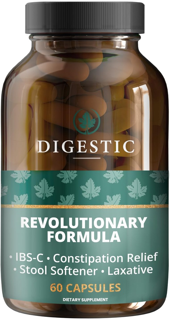 Digestic - Laxatif pour le soulagement de la constipation, l'adoucissement des tabourets pour la constipation sévère et forte IBS 100% Naturel - 60 Capsules - Colon Cleanse, Detox Cleanse, Gas and Bloating Stomach Relief pour les adultes