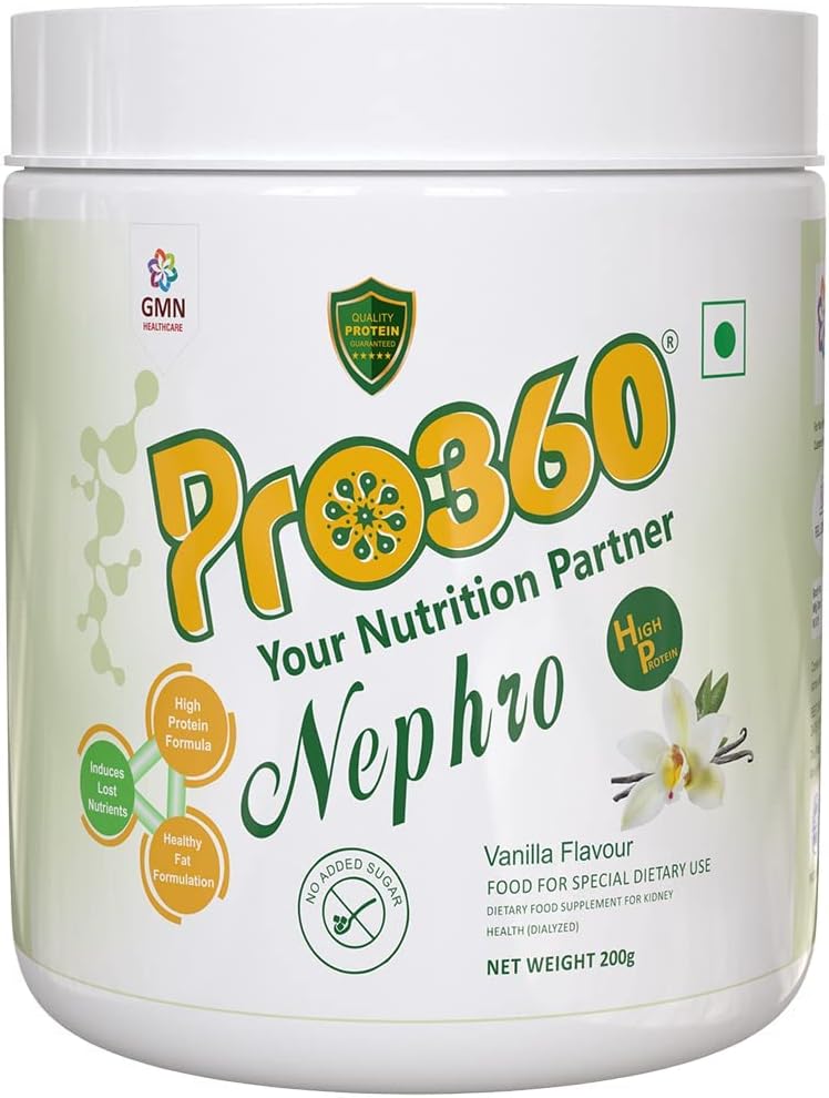 Nepeta Nephro Protein Dialyse Care Supplément nutritionnel Poudre L-Carnitine pour la santé rénale – Pas d'ajout de sucre, Vanilla Flavour 200g