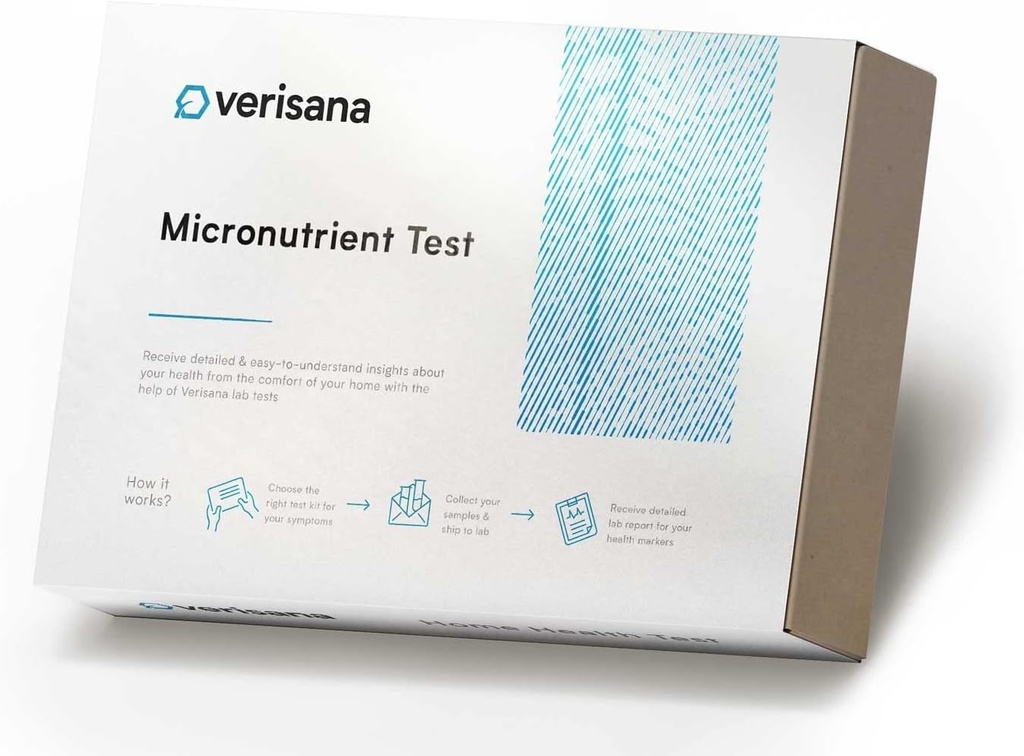 Verisana Micronutrient Test & HbA1c + Cholesterol – Determine Your Vitamin B9 & B12, Vitamin D Levels + HbA1c & Cholesterol – Easily & Conveniently from Home – Analysis by CLIA-Certified Lab