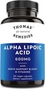 Remèdes tout-naturels de Thomas acide lipoïque Alpha 600mg, 120 Capsules avec B-Vitamines, Vegan, Pas de remplissage