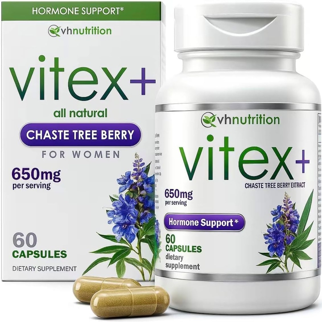VH Nutrition VITEX+.Supplément de chasteberry Vitex pour les femmes.Équilibre hormonal* et soutien à la fertilité*.