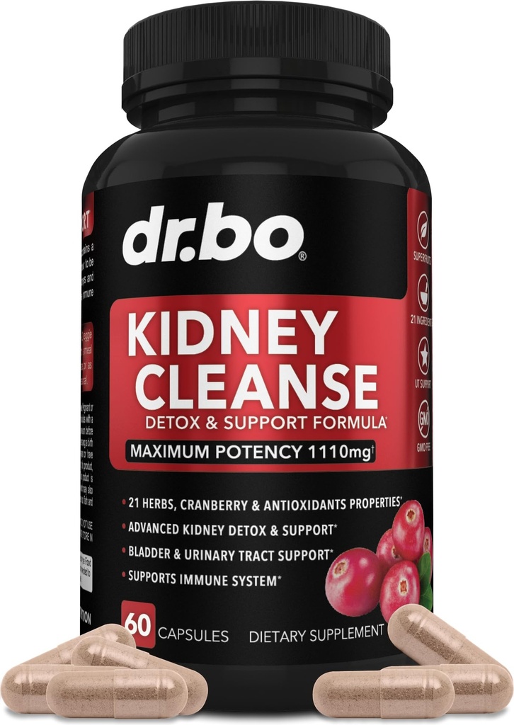 Supplément de soutien pour le nettoyage des reins - Berries naturelles de canneberge, de genièvre, de buchu et d'Uva Ursi pour soutenir les suppléments pour la santé des reins, des vésicules et des urines - pilules pour mélange rénal à base de plantes