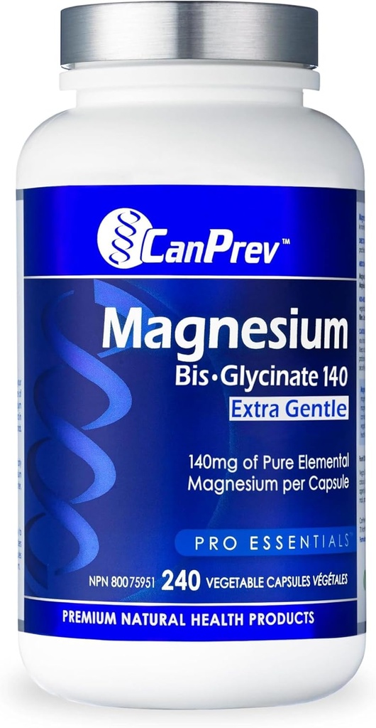 CanPrev Magnésium Bis-Glycinate 140 Capsules Vegi extra doux, 240 Compte