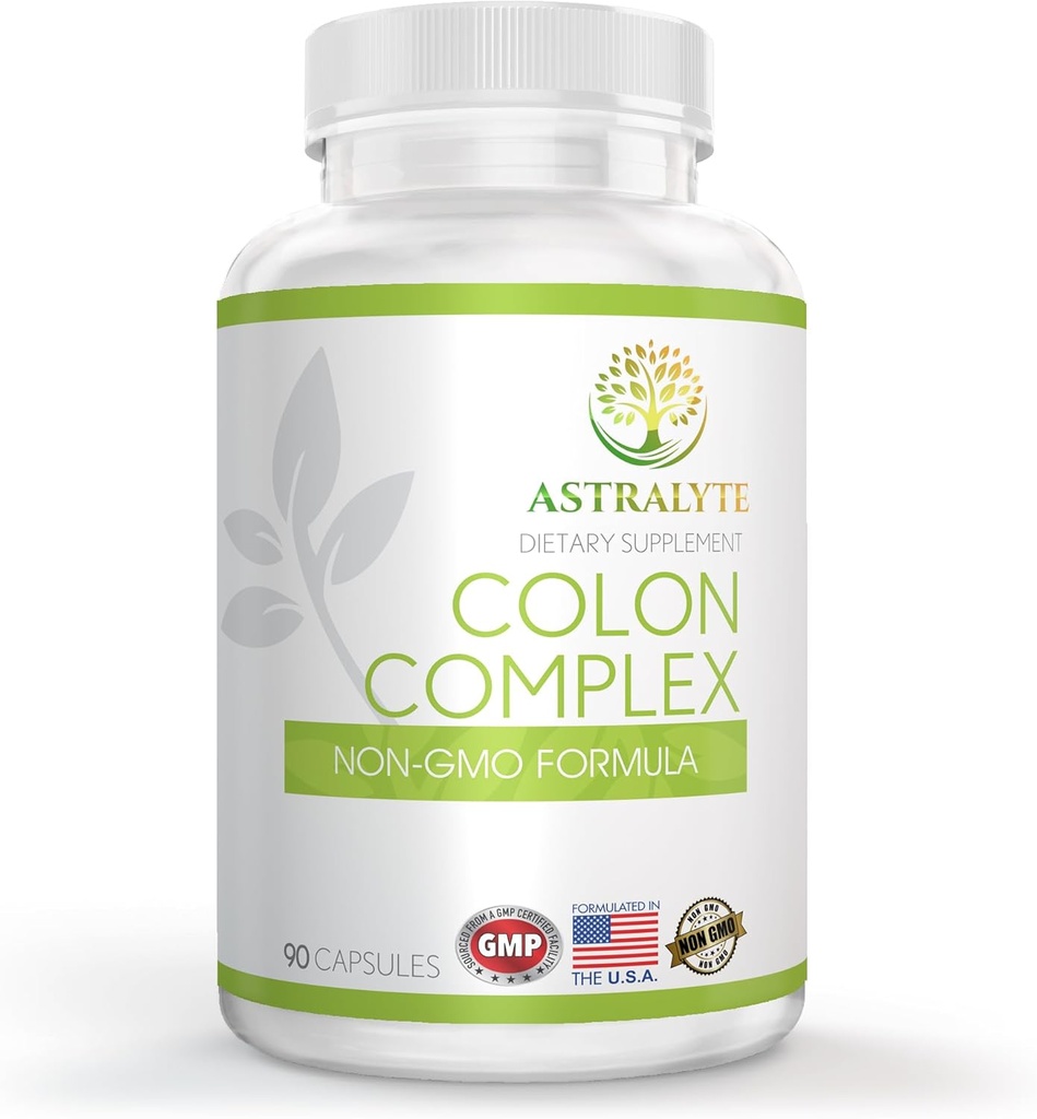 ASTRALYTE Colon Complex – for Colon Discomfort - Mild Symptoms - Aloe Vera – Prune Fruit - Ginger Root – Non GMO – 90 Count