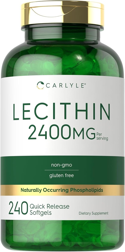 Carlyle Lecithin Supplement | 2400mg | 240 Softgel Capsules | with Naturally-Occuring Phospholipid | Non-GMO, Gluten Free