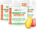 GOBIOTIX Super Greens and Reds Powder - Red and Green Superfood - Supplément probiotique - Enzymes digestifs et poudre de racine de betterave - Complément alimentaire biologique entier (Mango, 3 Pack)