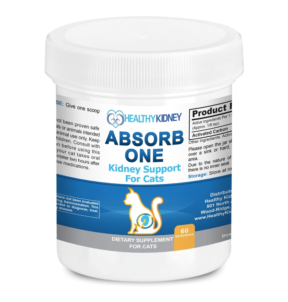 Supplément de soutien au rein de chat pour la fonction normale du rein chez les chats. Formulé 1/8 TSP par jour 60 Services: Absorber un