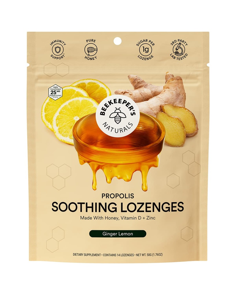 Apiculteurs Naturals Ginger Lemon Lozenges, 14 Ct
