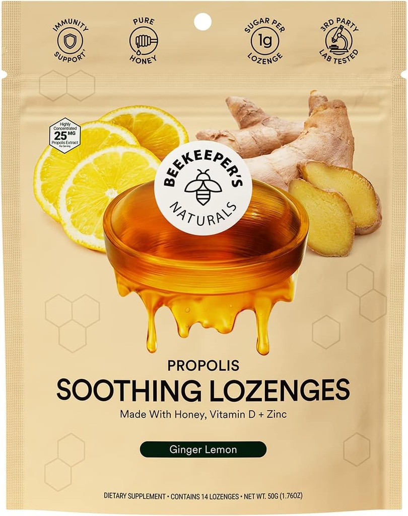 Apiculteurs Naturals Ginger Lemon Lozenges, 14 Ct