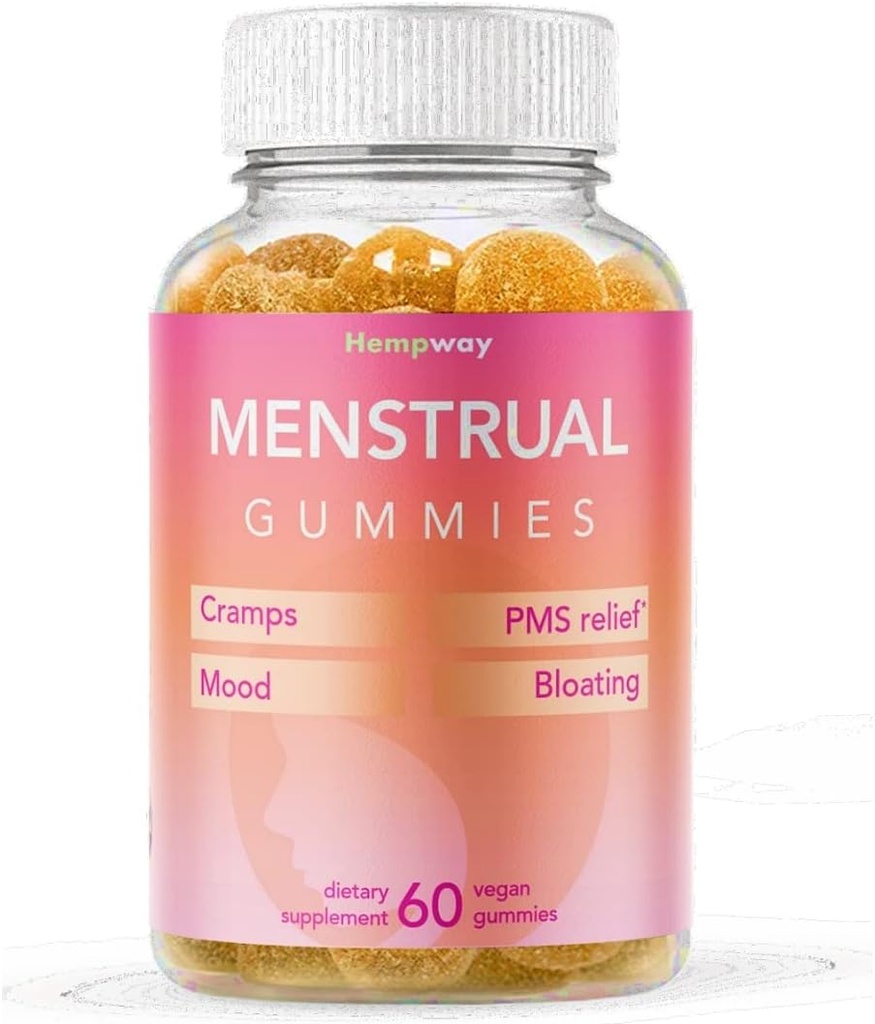 Gummies menstruelles pour les femmes peuvent aider à soutenir Bloating, la période de soulagement , basé sur les plantes , Cramb Bark, Magnésium, Chaste Berry , Vegan , Orange 60ct