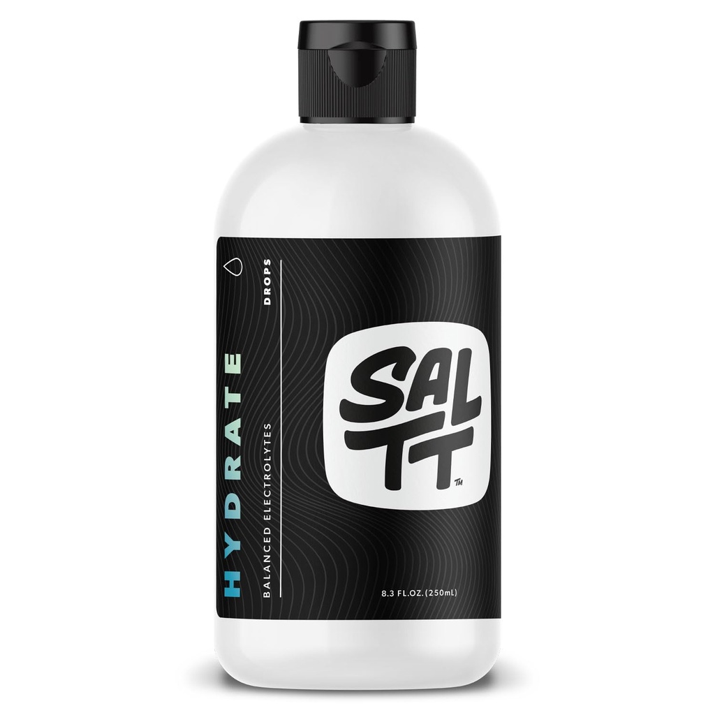 SALTT Hydrate gouttes d'électrolyte - régimes kéto - jeûne intermittent - support immunitaire - sans gluten et sans sucre - Paléo - sodium, magnésium, potassium et minéraux traces - non aromatisé - 8,3 fl oz