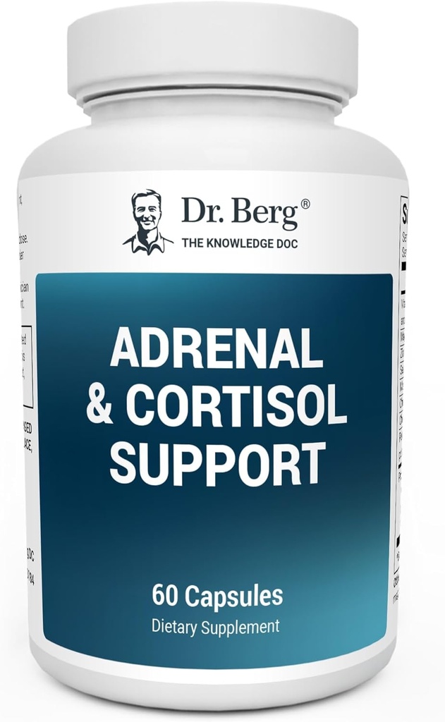 Dr Berg Adrenal & Cortisol Capsules - Suppléments adrénaux & Cortisol Manager - Mood, Focus, Relaxation et support du stress - Suppléments adrénaux avec Extraits Ashwagandha - 60 Capsules