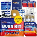 BurnFix® Burn Kit First Aid for Burns Emergency – 26-Piece Burn Treatment with Cooling Gel, Dressings & Gloves – Kitchen, Sunburn, Chemical & Scald Relief – Home, Office, Travel