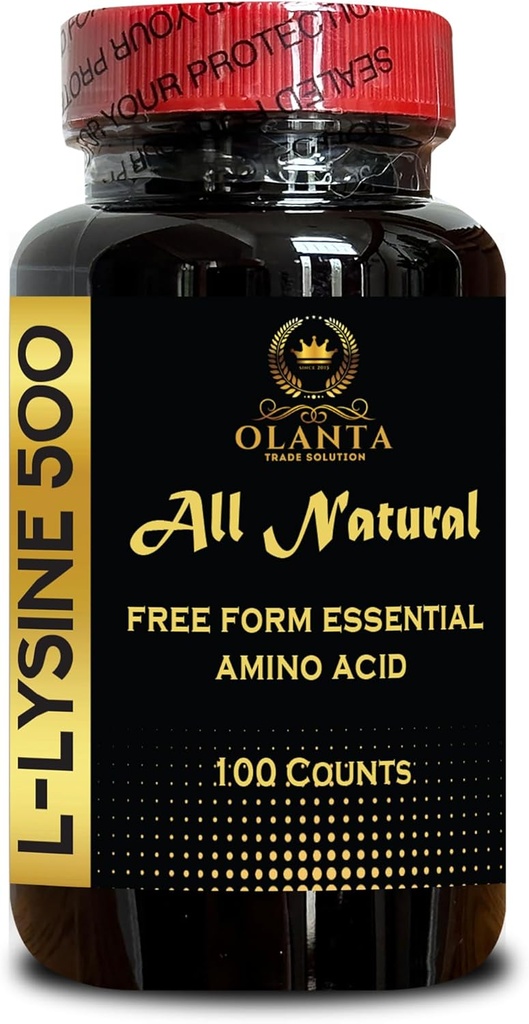 Supplément L-LYSINE Amino ACIDS - Supplément santé des lèvres et de la peau, Santé des tissus conjonctifs, Acid Amino naturel, bilan d'azote, soutien immunitaire - 1 bouteille 100 Compte