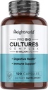 WeightWorld Bio Cultures Complex - Probiotique pour les femmes et les hommes - Testé en laboratoire de troisième partie - 120 capsules véganes (2 mois d'approvisionnement) - 60 milliards CFU avec 20 souches probiotiques - Vegan, non OGM et sans gluten